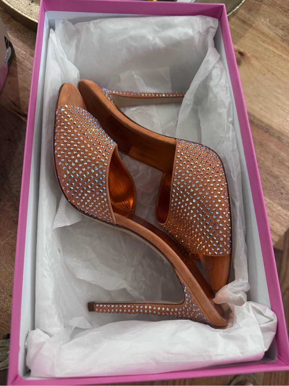 Copper Crystal-Embellished Womens Heels